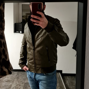 Lederjacke khaki