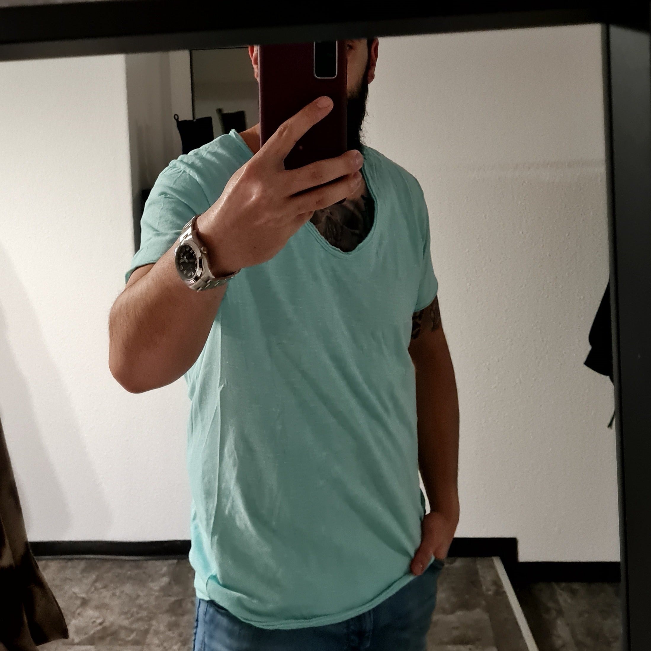 T shirt uni aqua